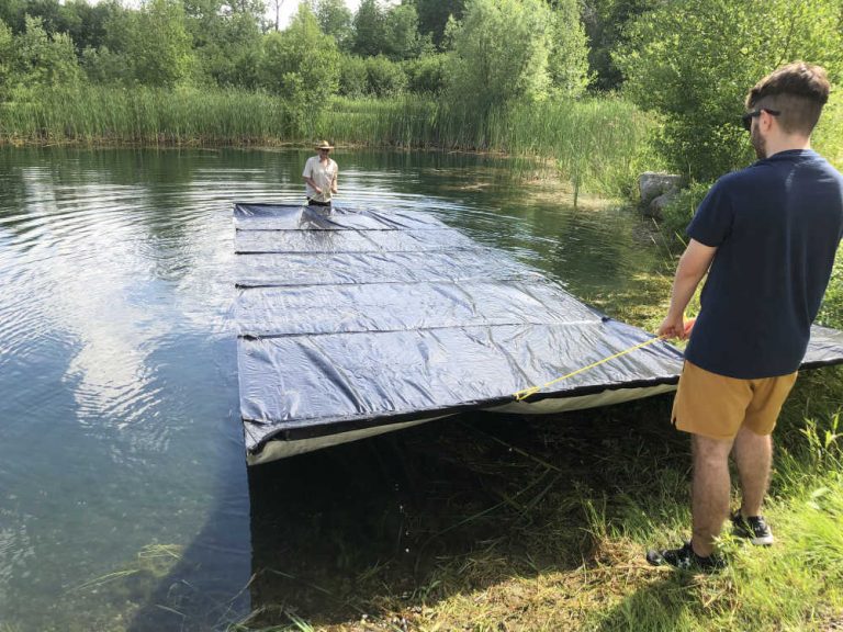 Lake bottom blanket installation